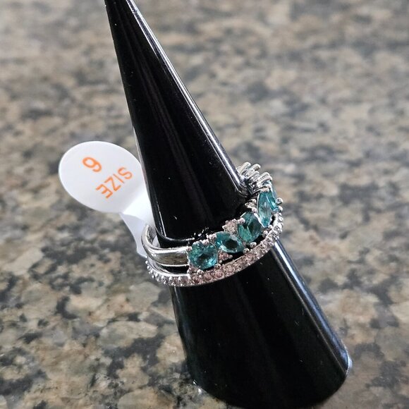 Bomb Party RBP7471 "She Won't Back Down" Paraiba Tourmaline & Diamond CZ Sz 6 - Picture 3 of 5